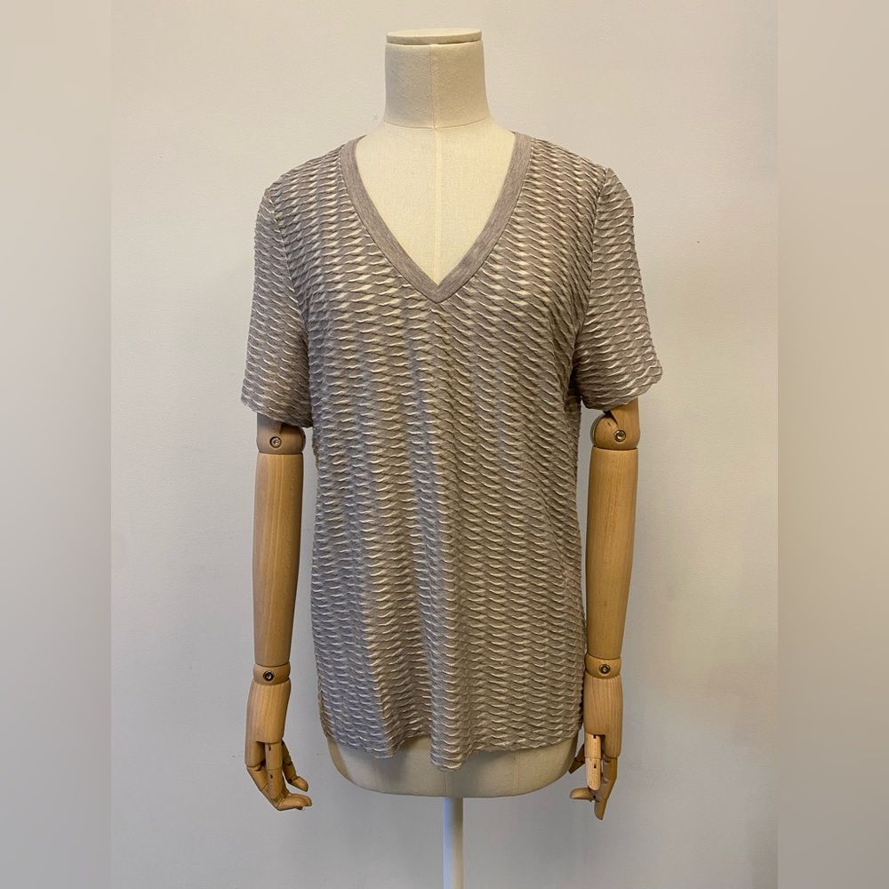 Armani Collezioni Gray Striped Short Sleeve Top NWT